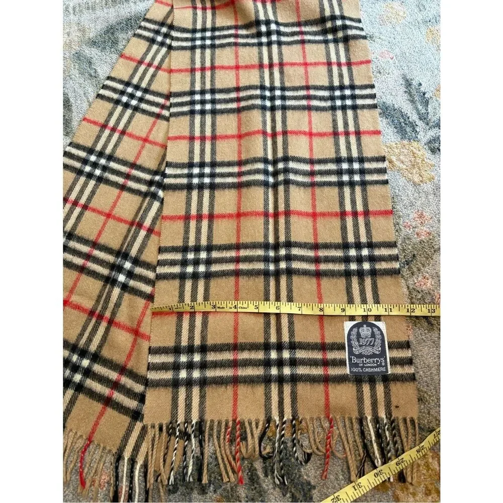 Authentic Vintage Burberry Nova Check Scarf 100% Cashmere